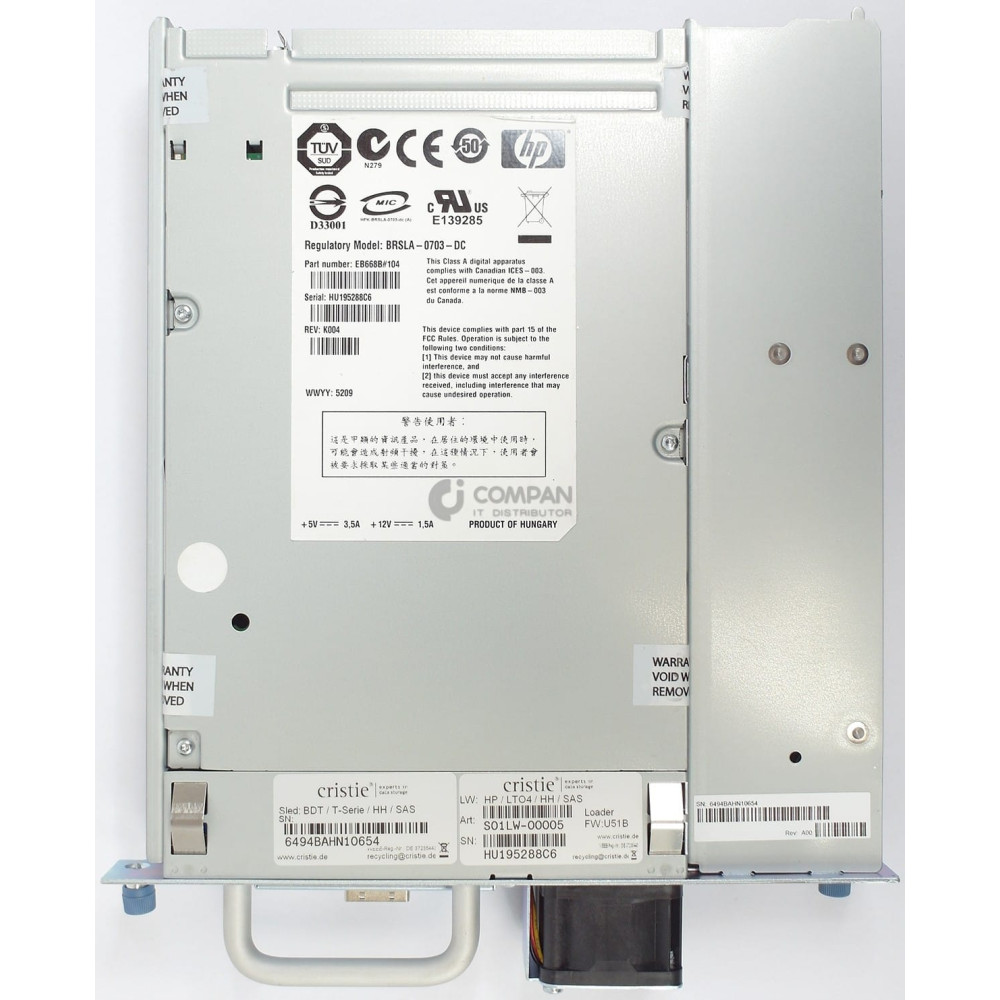 467729-001 HP LTO4 ULTRIUM 1760 SAS HH TAPE DRIVE